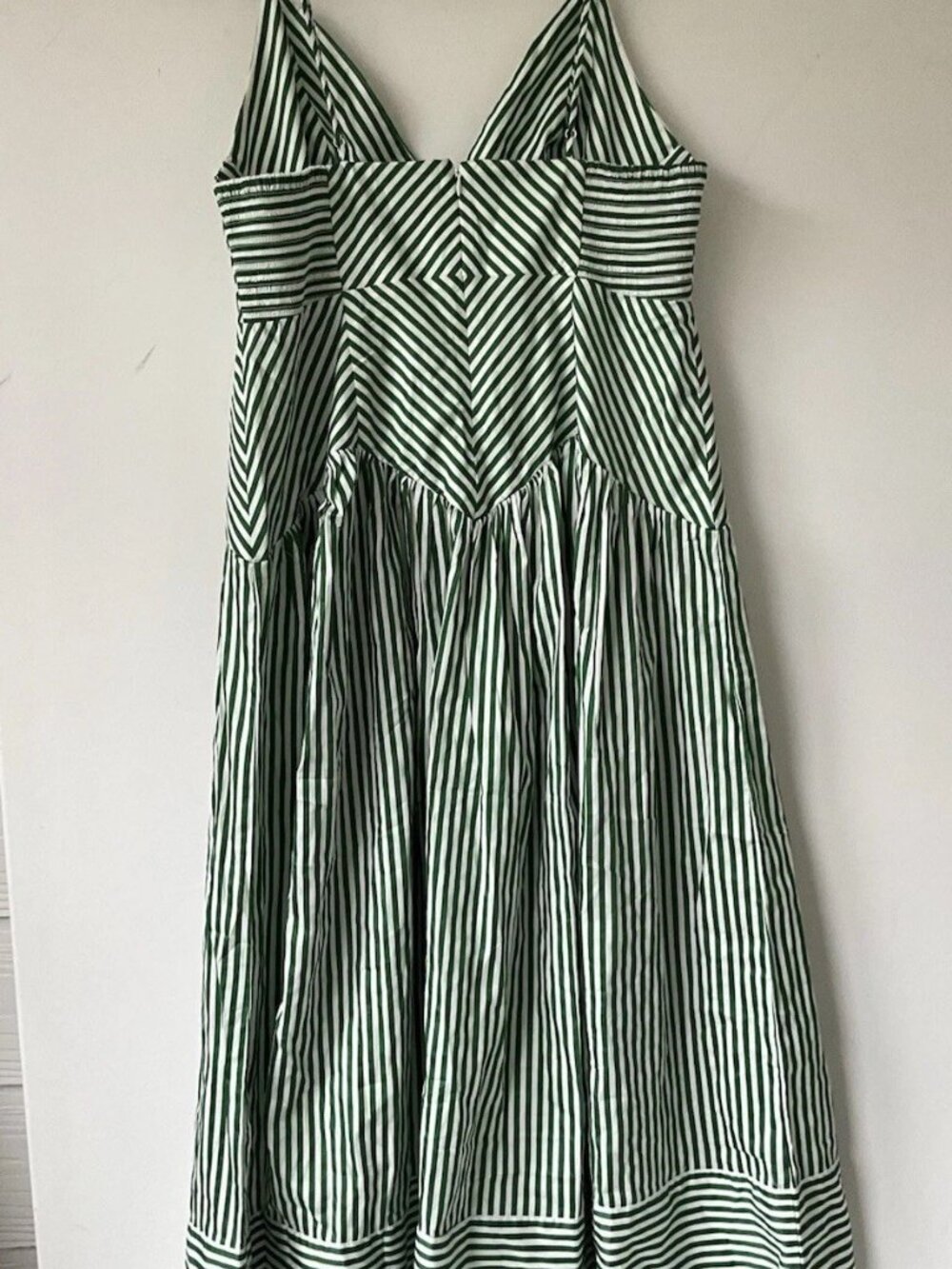 Farm Rio Sleeveless Bicolor Stripes Green White Cotton Midi Dress XL NWT - Picture 4 of 5